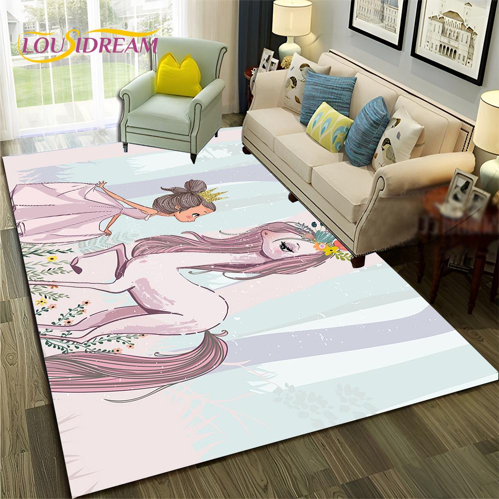 Cartoon Dream Ballet Girl Ballerina Swan Carpet Rug for Home Living Room Bedroom Sofa Doormat Decor,kids Area Rug Non-slip Mat