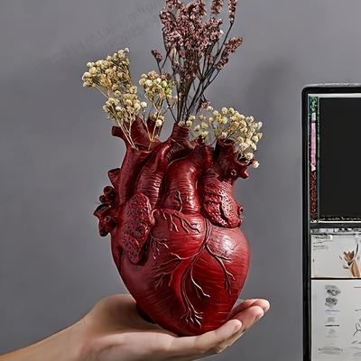 Gotische Anatomische Herzförmige Harzvase Vintage Blumenhalter für Wohnzimmer Esstisch Vase Trockenblumen Gotische Heimdekoration