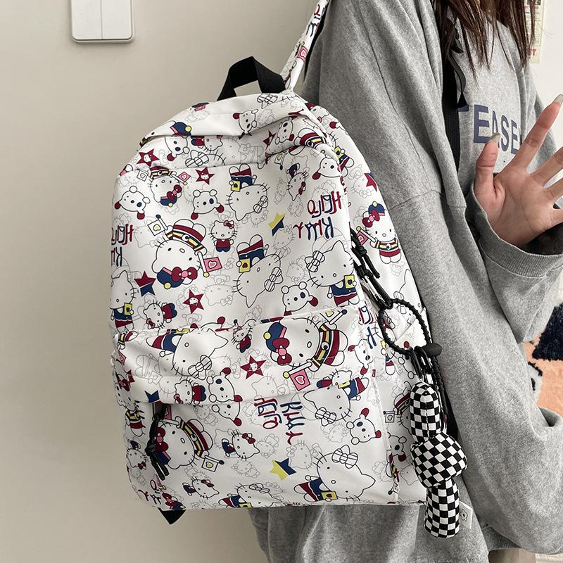 Schoolbag cute kt niche schoolbag print graffiti student female backpack lightweight large capacity casual backpack portable trend