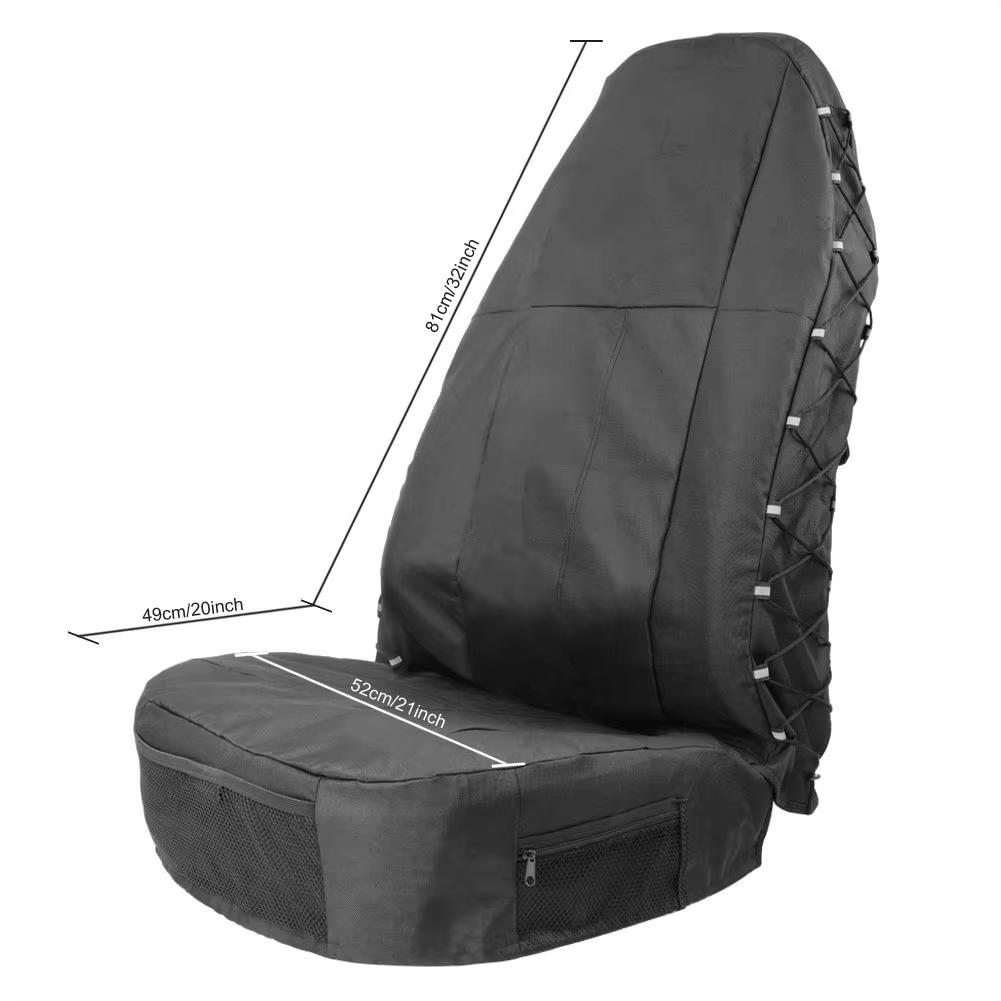 

Universal Car Front Seat Cover Waterproof Polyester Seat Protectors Nonslip Backing Dust-proof Covers with Organizer For Cars Bu чёрный