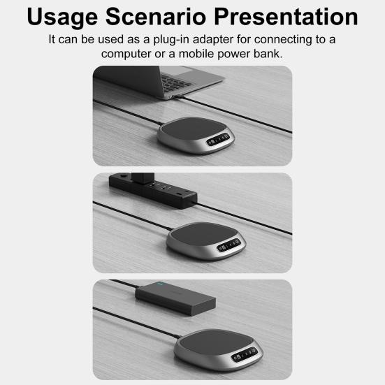 Kaffeebecherwärmer Kabellos USB Wiederaufladbar Reisebecherwärmer mit Wärmeleitfähiger Basis Tragbarer Getränkewärmer