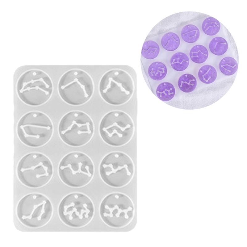 Силиконовая форма-подвеска 12 знаков зодиака Для изготовления украшений ручной работы Многоразовая силиконовая форма-инструмент для литья