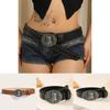 Punk Leather Belt With Alloy Buckle And Snap Closure For Casual Streetwear