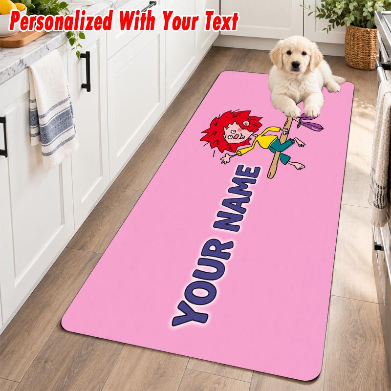 Pumuckl Custom Text Flannel Floor Rug Soft Kitchen Mat Personalized Non Slip Carpet