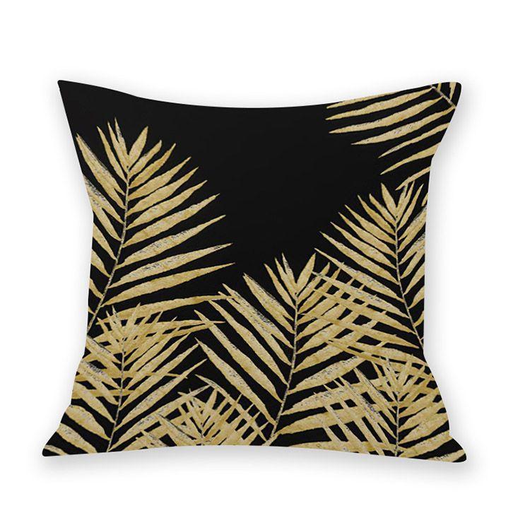 Printed Imitation Gold-pinning Plush Creative Leaf Pillowcase Style Pillow Waist Sofa Decoration