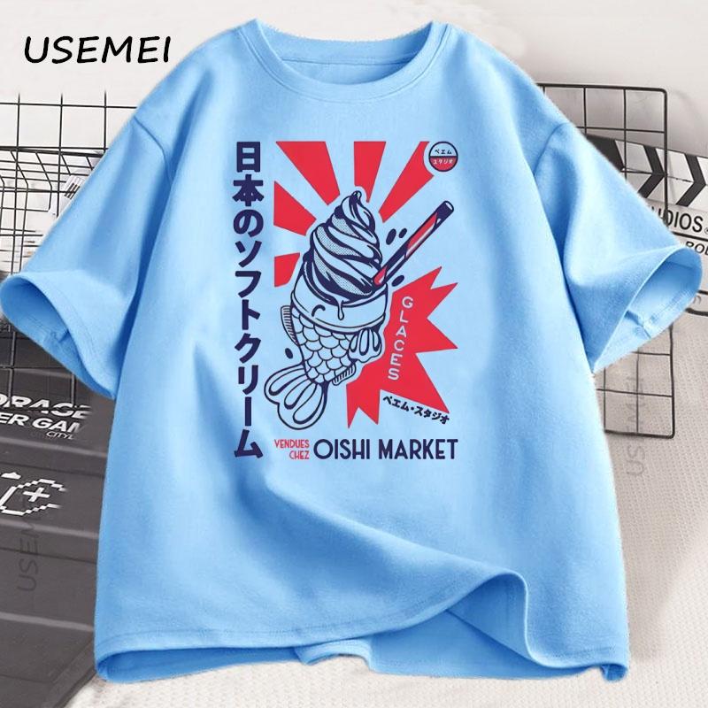 

Japanese Foodie Fish Print T-Shirt Men Women Breathable Round Neck Short Sleeve T Shirt Casual Cotton Mens Clothes Strretwear 4XL