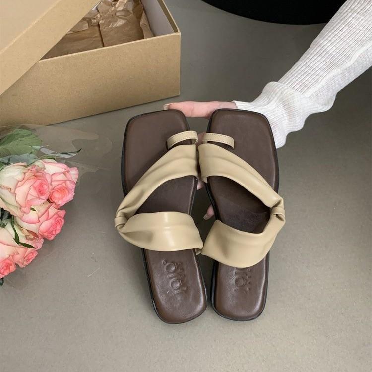 

Женские тапочки, женская летняя одежда, новая французская фея, нежная, подходящая юбка, пляжные, мягкие, сандалии с плоским дном и закрытым носком 40