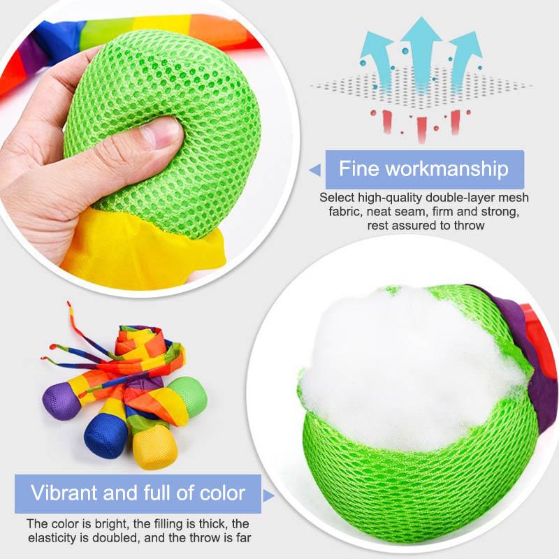 Children's Hand Throwing Ribbon Rainbow Tail Ball Parent Child Outdoor Sports Sandbag Meteor Ball Sensory Training Kid Toys