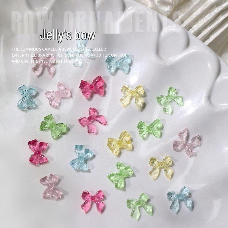 3D Jelly Bow Nail Art Decorations - Transparent and Versatile
