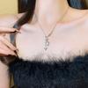 Korean Zircon Crystal Heart Clavicle Necklace Silver Color Y2k Star Pendant Necklaces for Women Aesthetic Jewelry Gift