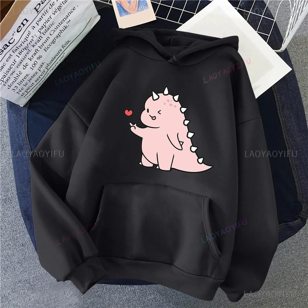 Couple Dinosaur Hoodies Winter Casual Kangaroo Pocket Outerwear Korean Kawaii Style Pattern Pullovers Women Men Hoodie Outerwear