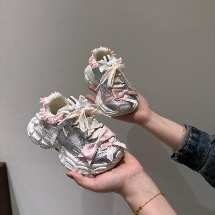 Women s Casual Thick-Soled Bow Dad Shoes - Breathable Children s Outdoor Trendy Summer Sneakers 2026 28