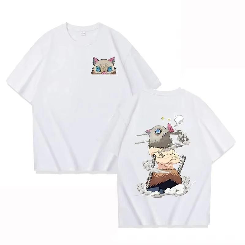 2026 Cotton Summer Shortsleeved Tshirt with Popular Anime Demon Slayer Cartoon Print Fashionable and Casual Loosefitting