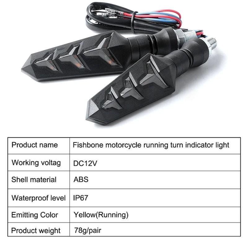2023 2Pcs Motorcycle LED Turn Signal Lamp Sequential Yellow Shock Resistant Low Energy Consumption Flowing LED Indicator Lights