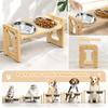 Double Elevated Pet Feeding Bowl Wooden Stand with Removable Stainless Steel Bowls for Dog and Cat Food Water Pet Accessories