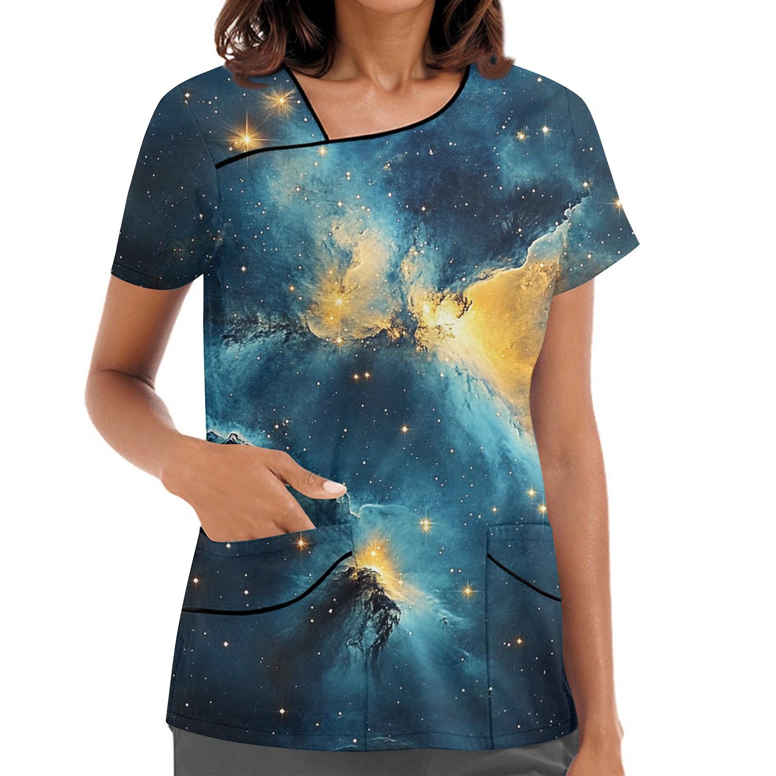 

Жіночий Робочий одяг з принтом, Косий комір та двошарові кишені, Базовий пуловер XXL