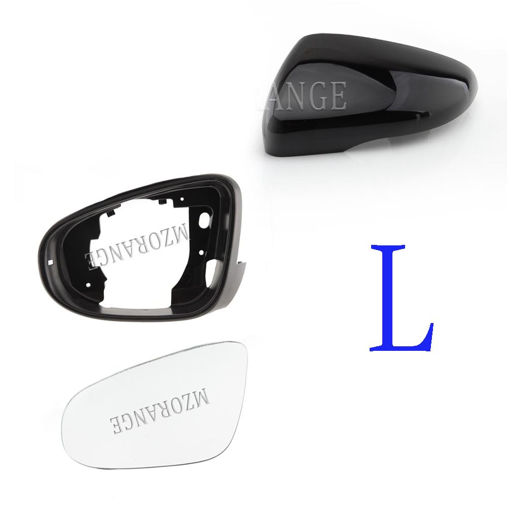 Heated Side Mirror Glass Rear View Mirror Cover Cap for VW Golf 6 MK6 2009-2013 Bright Black Door Wing Mirror Housing Cover