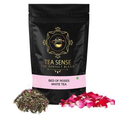 TEA SENSE Bett aus Rosen Weißer Tee | 50g | Lose Blätter | Sanft Blumig Friedlich | 25 Tassen+