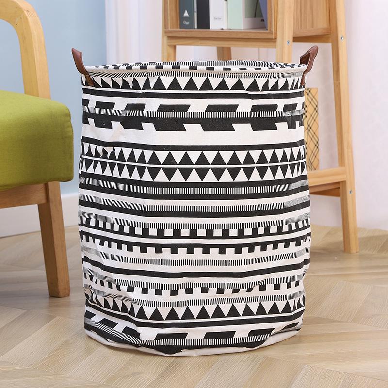 Round Cotton Linen Laundry Basket & Moisture-Proof Quilt Sorting Bag