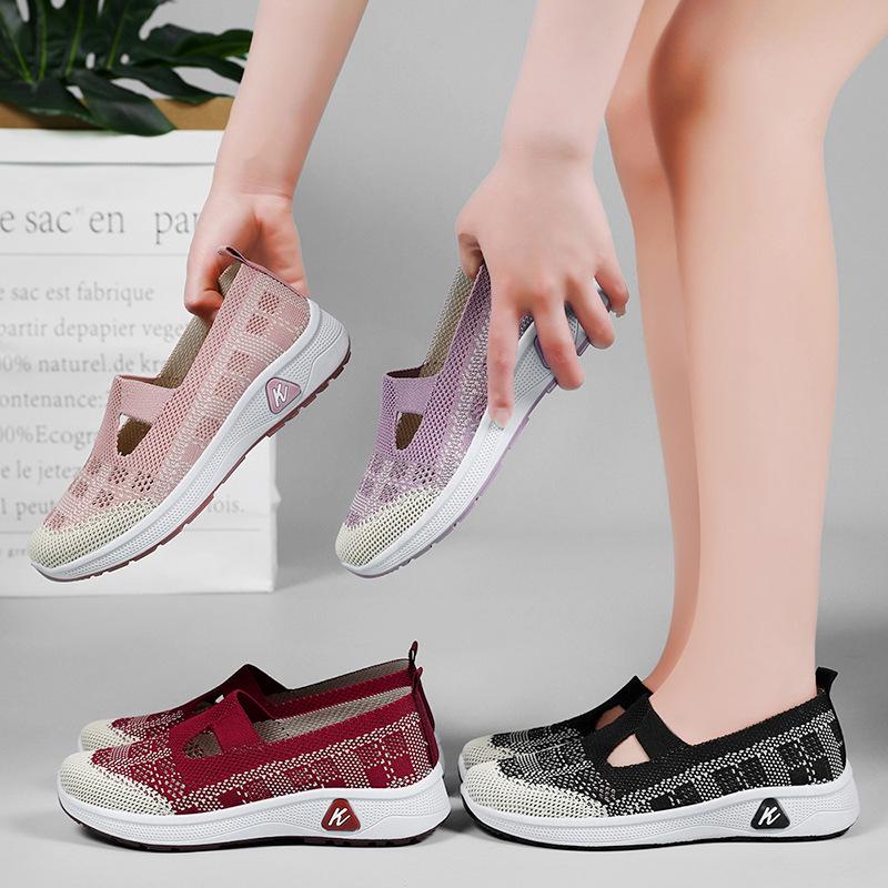Women's Versatile Slip-On Breathable Fly-knit Mesh Shoes, Soft Sole, Casual Comfort for Everyday Wear