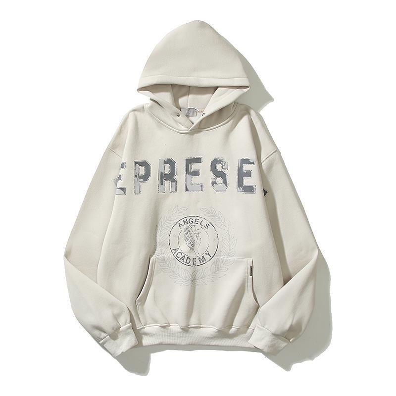 Mens Oversized Hooded Sweatshirt With Letter Print Fleece-Lined Cotton Blend Streetwear Casual Pullover