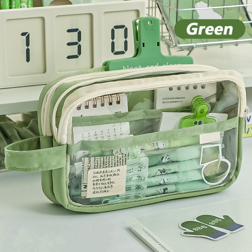 PVC Pencil Case Handheld Stationery Organizer Waterproof Stationery Bag  School Office