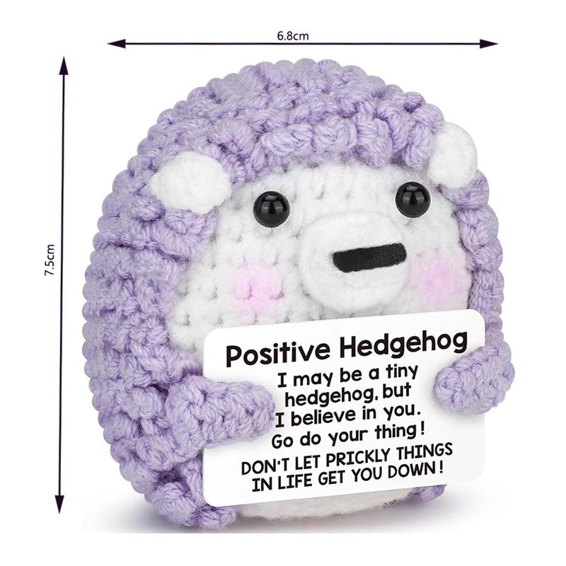 Creative Funny Handmade Crochet Emotional Support Dolls with Positive Energy Card Desktop Ornament Home Decor for Friend Gifts