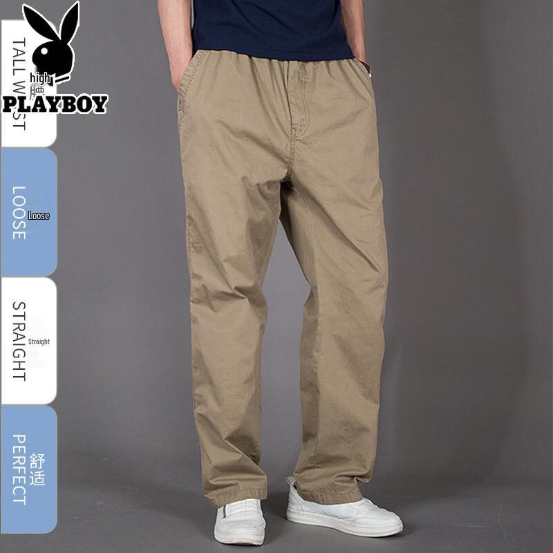 PLAYBOY Men s Summer Breathable Loose Straight Casual Pants M