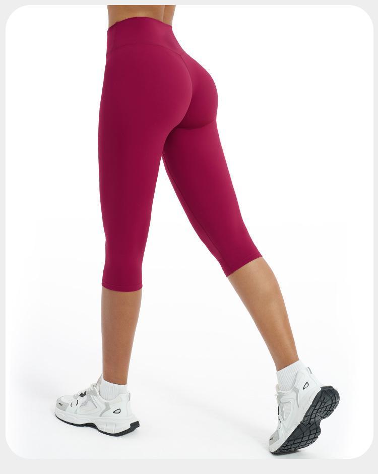 Capri do jogi z wysokim stanem unoszące pośladki: Damska odzież do biegania i fitnessu wyszczuplająca