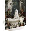 1/4pc Halloween Pumpkin Cartoon Fear Shower Curtain Set,Waterproof Shower Curtain And Waterproof Non-Slip Carpet Bathroom Decor