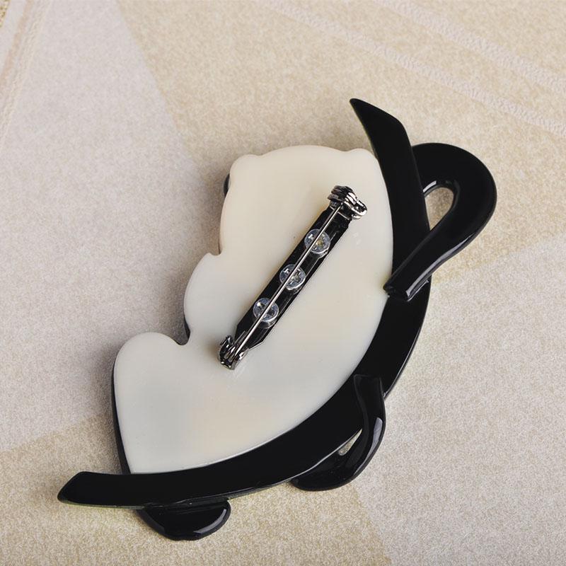 Blucome Cute Bamboo Panda Shape Brooches Pins Acrylic Gunblack Pin Jewelry For Girls Children Hats Scarf Accessories Daily Gifts