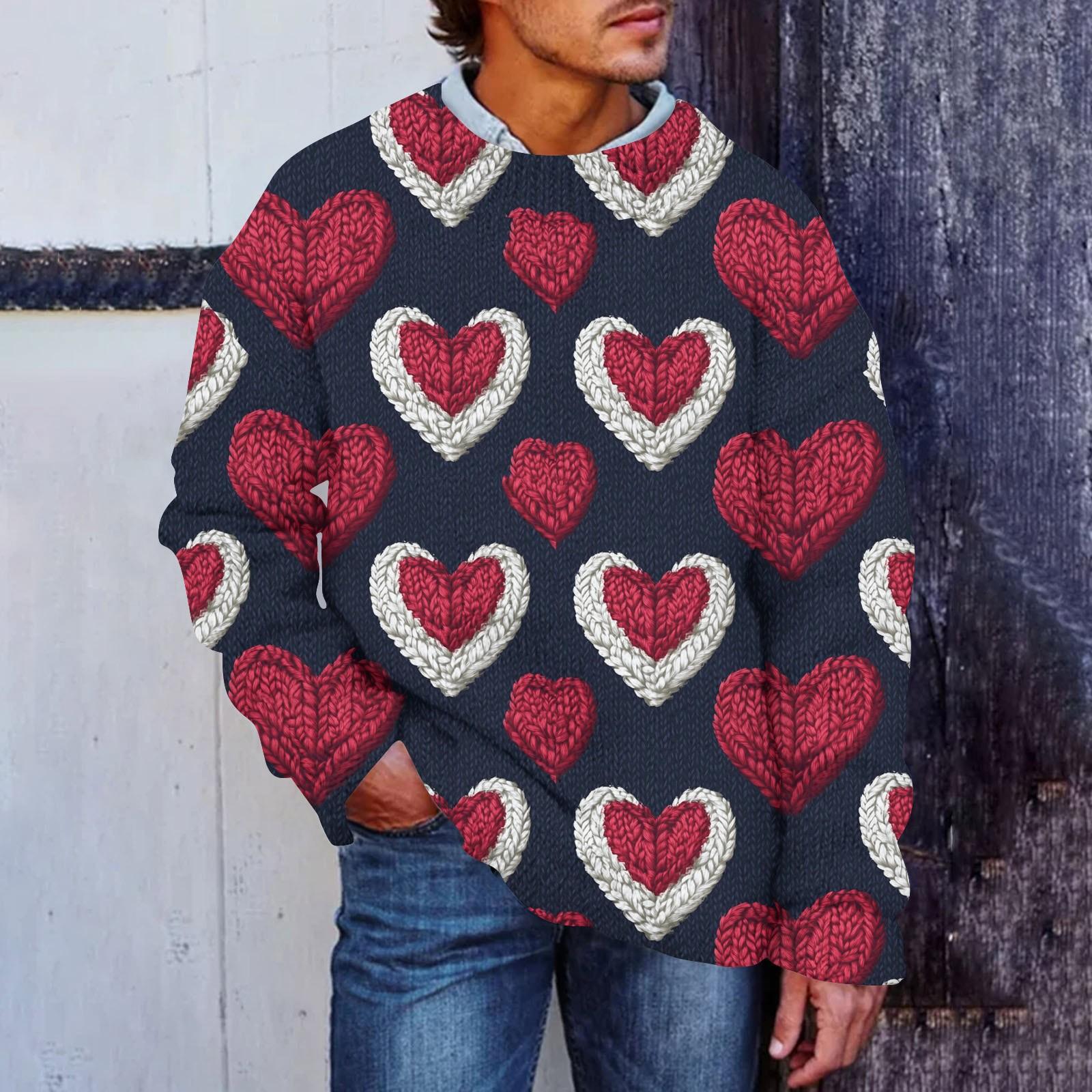 

Мужской принтованный искусственный свитер, толстовка с круглым вырезом, свободный топ с длинными рукавами L