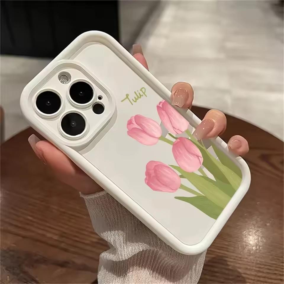 Soft Cute Flower Phone Case for iphone 16 11 Case for iPhone 13 15 12 14 Pro Max XS X XR 7 8 SE Shockproof Aesthetic Back Cover