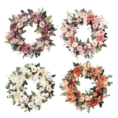 Spring And Summer Roses, Peonies, Flower Garlands, Simulated Flower Decorations, Wedding Wreaths, European Garden Wreaths, Door Hanging Decorations