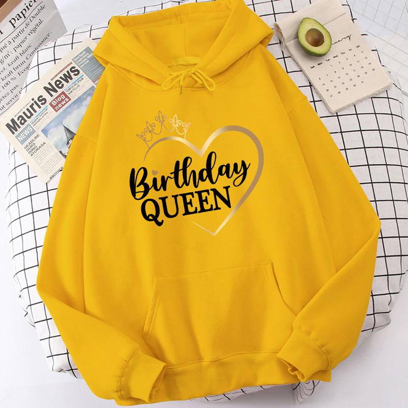 

(Unisex Hoodie)Новый день рождения королева печати толстовки с капюшоном унисекс женский пуловер с капюшоном унисекс с длинными рукавами топы с капюшоном XL