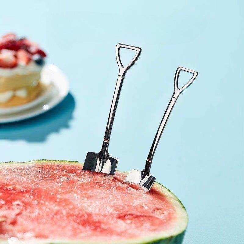 Shovel Spoon Creative Cute Mini Stainless Steel Tableware For Home Kitchen Dessert Ice Cream Coffee Tea Soup Eating Tool