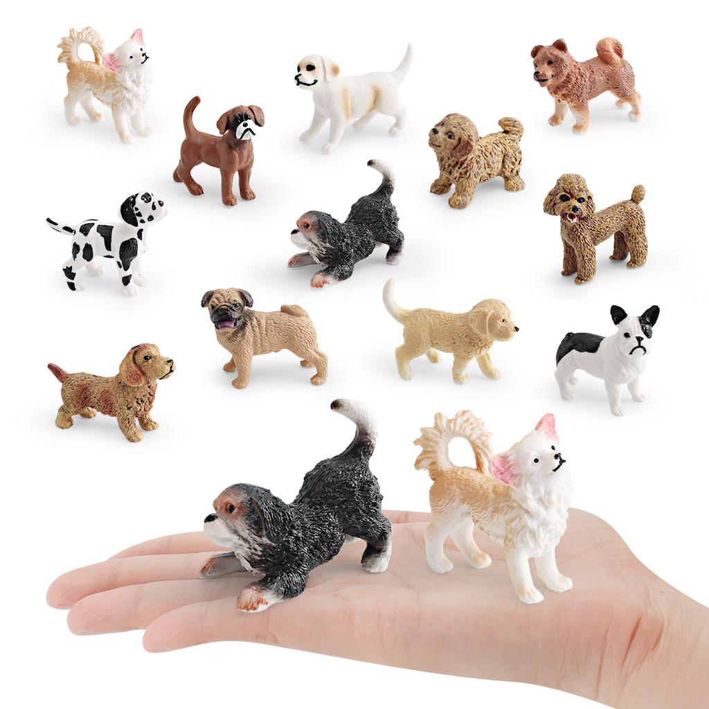Cute Dalmatian Bulldog Dachshund Chihuahua Golden Retriever Model Ornament Set For Kids And Collectors