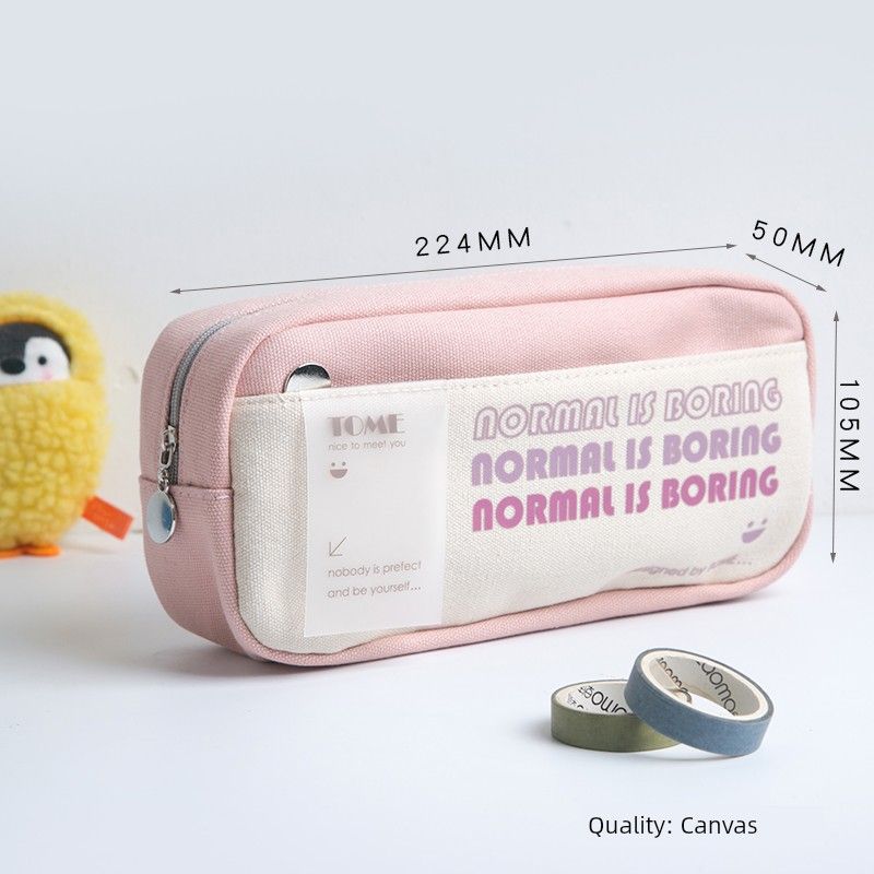 

Grade Three Class Two K-style Large Capacity Canvas Pen Bag Simple Stationery Box Cute Pencil Box Japanese Style Stationery Case K