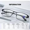Men Square Metal Large Frame Multifocal Photochromic Reading Spring Leg Elderly Presbyopia Glasses Anti Blue Ligt Eyeglasses