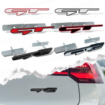 Logo GT GT Line Décoration de Voiture Autocollant Métal Emblème Calandre Avant de Voiture Insignes Autocollants pour RCZ pour Kia Sportage Rio K3 K5