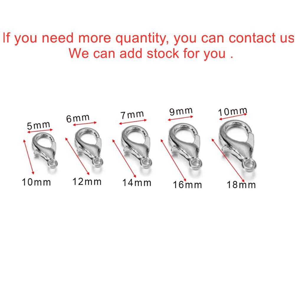 100pcs/lot Lobster Clasps For Bracelets Necklaces DIY Hooks Chain Closure Accessories For Jewelry Making Findings