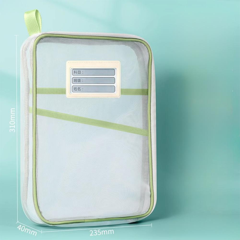 A4 Stationery Storage Bag Double-layer Mesh Zipper Bag Large Capacity School Office Supplies Stationary Bag Organizer Folders