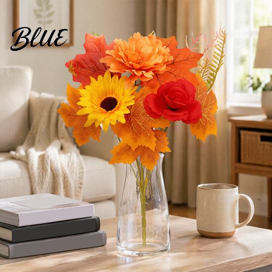 Realistic Fake Flowers for Desktop Artificial Fall Flowers Faux Silk Flower Arrangement Bouquet Reusable Botanical Arrangements Home Decor