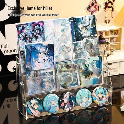 Baji Multi-Functional Transparent Tiered Display Stand for Desktop Badges