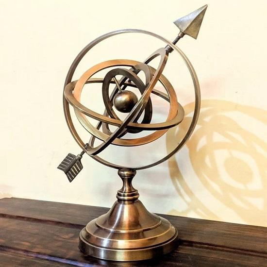 Handmade Brass Armillary Sphere, Celestial Decor, Nautical Gift