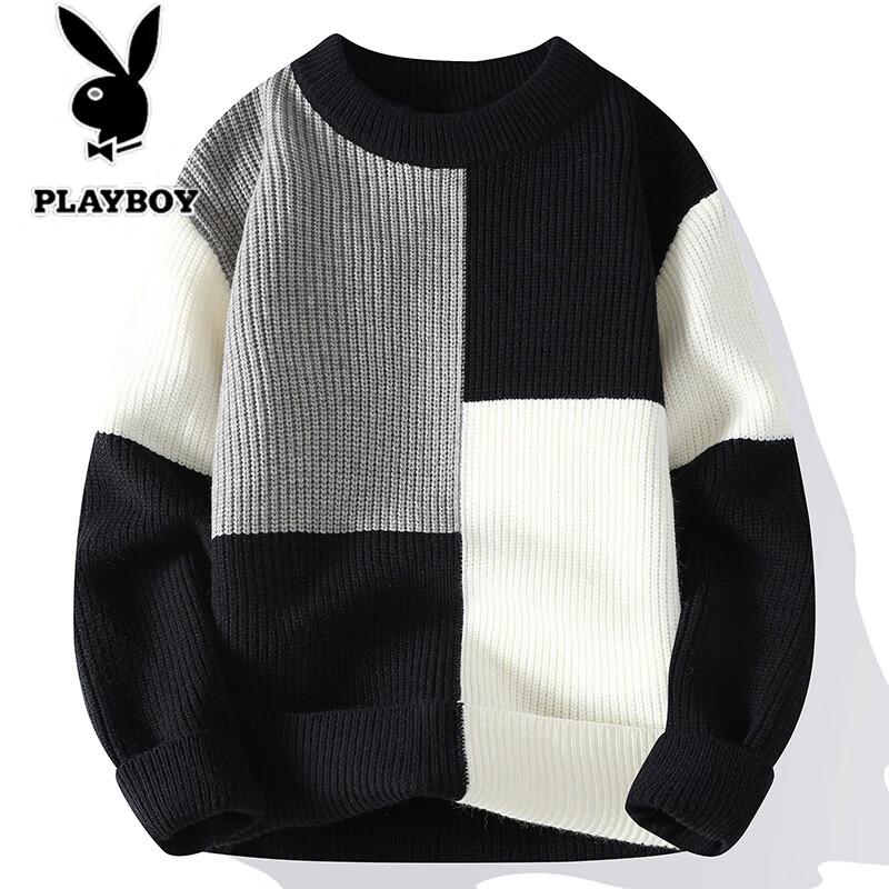 PLAYBOY Men's Crew Neck Knit Pullover Sweater