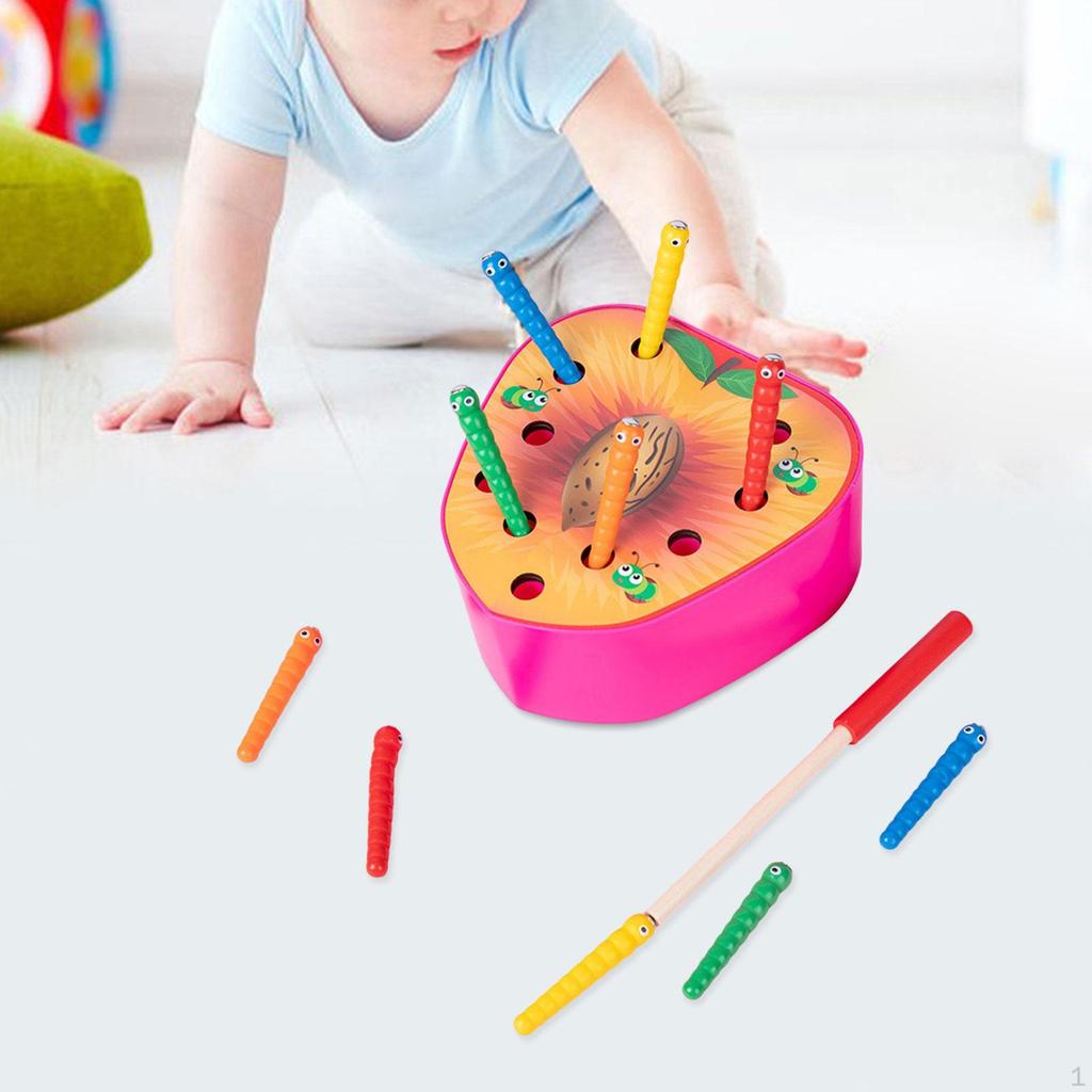 Magnetic Worm Catch Game Fine Motor Skills Color Cognitive