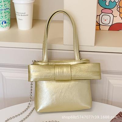 Women's Bag 2025 New Korean Fashion Bow Girl Handbag Pearlescent Princess Messenger Bag