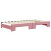 Pull Out Daybed with Drawers Pink 100 X 200 Cm Velvet