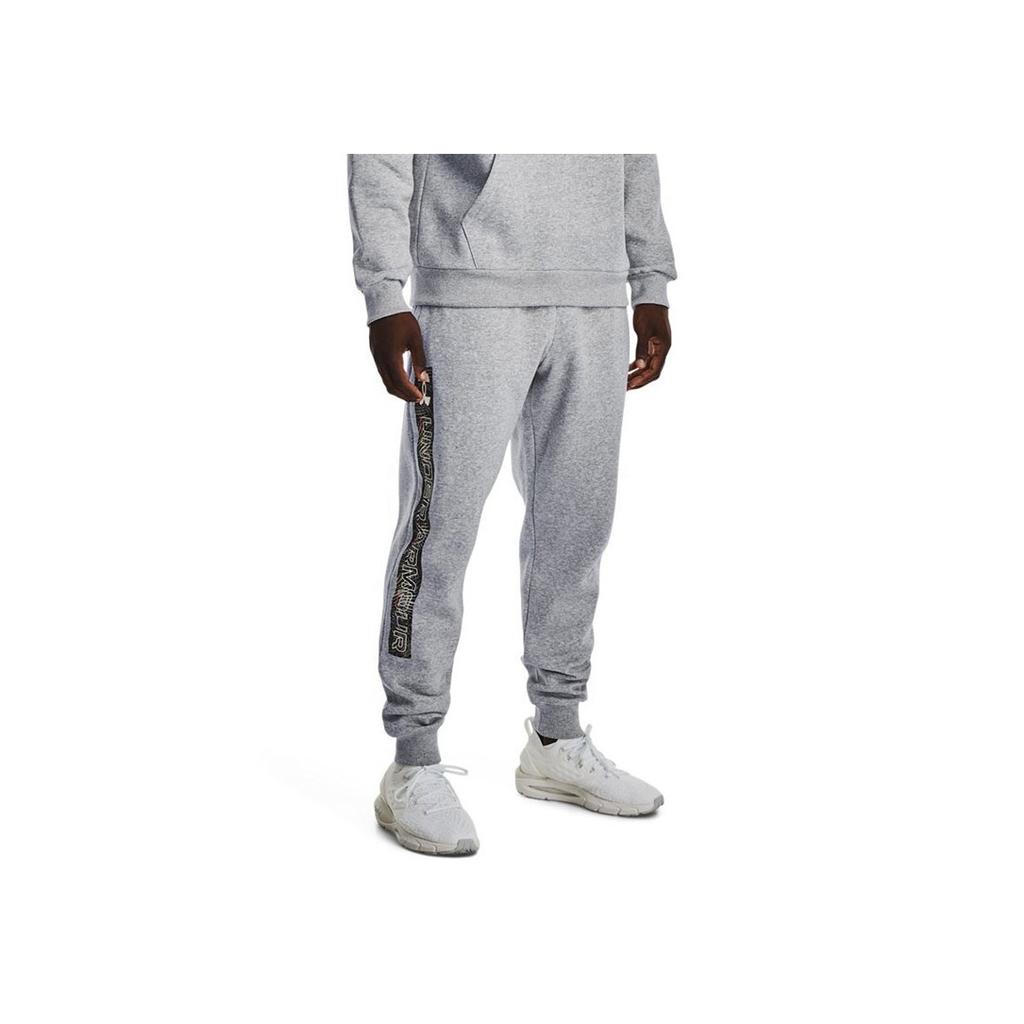 Under Armour Fleece Training Mid-Waist Drawstring Cuffed Sweatpants Retro Sports Long Pants Knitted Men pants Gray 1370351-011